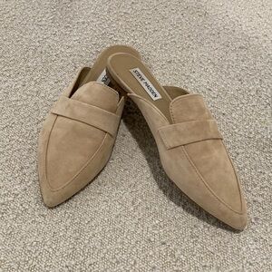 Steve Madden Beige Suede Slip-On Mules Loafers